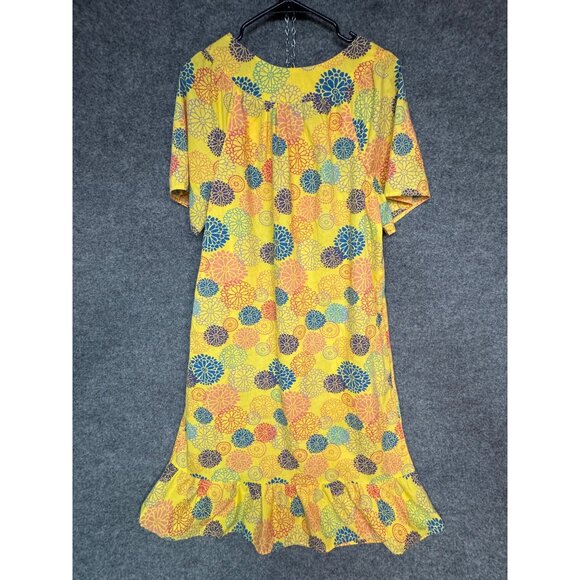 Anthony Richards Womens Nightgown Large Yellow  Floral  Cotton/Polyester Blend - Picture 9 of 15